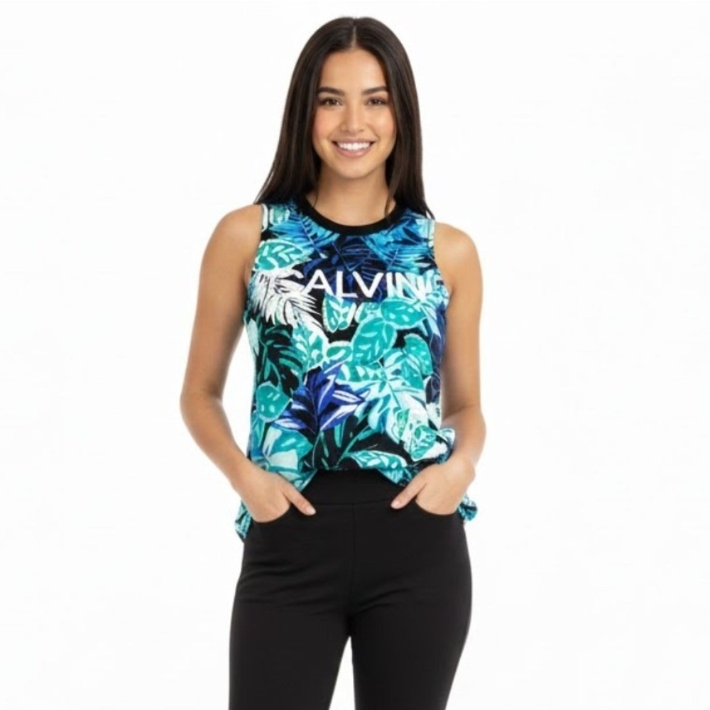Calvin Klein Performance Women Tropical Leaf Print Sleeveless Tank Top One Size
